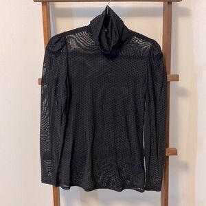 RW&CO sheer turtleneck polka dot blouse sz s